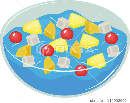 ボウルに入ったブルーハワイゼリー 114932602