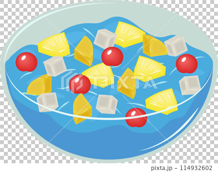 ボウルに入ったブルーハワイゼリー 114932602