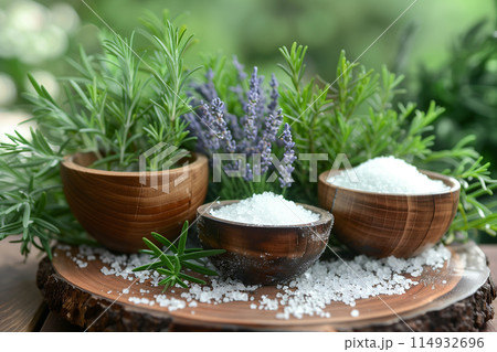 Sea salt, natural health spa treatment therapy. 114932696