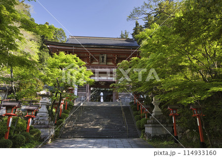 青空と新緑が美しい鞍馬寺の参道 横構図3 青空と新緑が美しい鞍馬寺の参道 横構図3 114933160