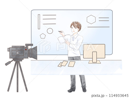 オンライン授業をする男性 オンライン授業をする男性 114933645