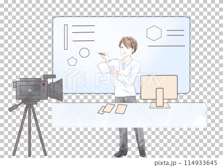 オンライン授業をする男性 オンライン授業をする男性 114933645
