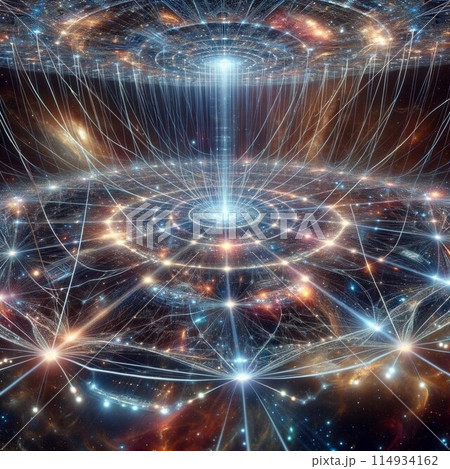 抽象的な青い光の渦 114934162