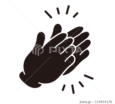 拍手のハンドサイン。手を叩くピクトグラム。スタンディングオーべション。シルエット。 拍手のハンドサイン。手を叩くピクトグラム。スタンディングオーべション。シルエット。 114934176