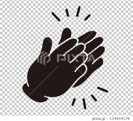 拍手のハンドサイン。手を叩くピクトグラム。スタンディングオーべション。シルエット。 拍手のハンドサイン。手を叩くピクトグラム。スタンディングオーべション。シルエット。 114934176