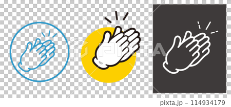 Applause hand sign. Clapping pictogram. Standing ovation. 114934179