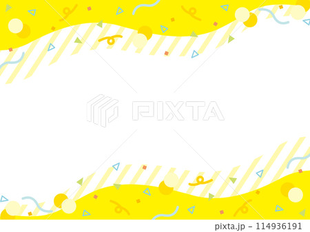 幾何学模様のポップなフレーム背景 黄色 サイズ比率3:4 幾何学模様のポップなフレーム背景 黄色 サイズ比率3:4 114936191