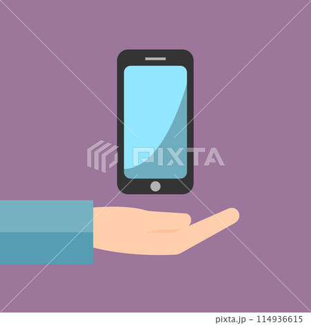 Hand with Mobile Phone Icon 114936615