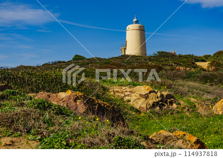 Carbonera lighthouse, Punta Mala, La Alcaidesa, Spain. Carbonera lighthouse, Punta Mala, La Alcaidesa, Spain. 114937818