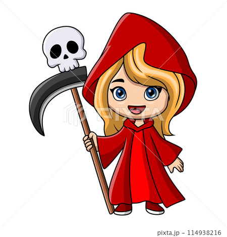 Cute girl cartoon wearing costume Reaper 114938216