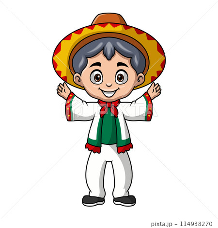 Cute boy cartoon wearing costume mexico Cute boy cartoon wearing costume mexico 114938270