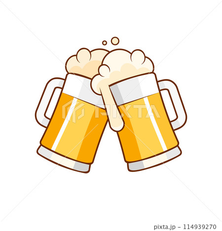 Cheer up friend. Glass of beer isolated vector illustration, minimal design. Lager beer icon on a white background. Have a beer with your friends. Great for pub menu illustrations. Cold drinks holiday 114939270
