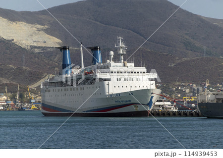 The ship Prince Vladimir at the pier. Russia, Krasnodar region, Novorossiysk, March 22, 2024 The ship Prince Vladimir at the pier. Russia, Krasnodar region, Novorossiysk, March 22, 2024 114939453