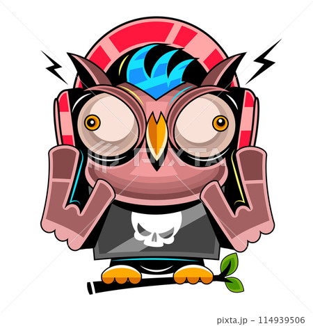 illustration owl cartoon flat color vector poster. abstract owl wall art print background for invitation card banner and design template 114939506