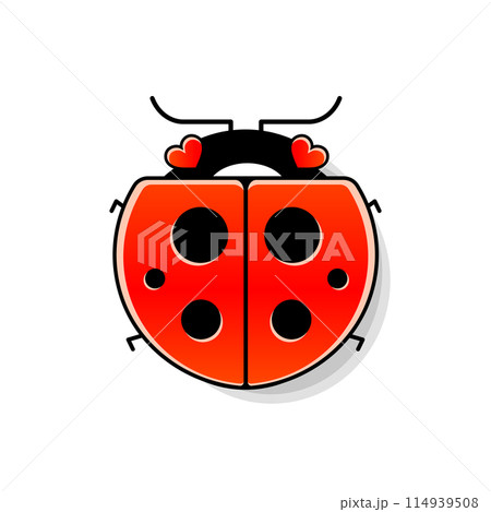 Cute ladybug or ladybird simple flat design red and black. Vector illustration isolated on white Cute ladybug or ladybird simple flat design red and black. Vector illustration isolated on white 114939508