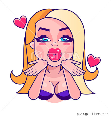 Beautiful woman face with closed eyes fashion illustration on white background for modern card design, print, beauty make up and cosmetics sale banners. Girl head vector watercolor drawing sketch. 114939527