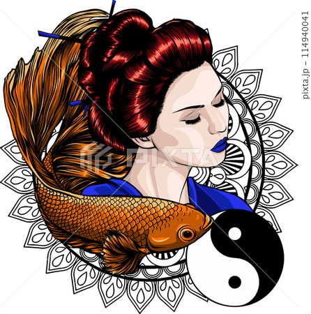 asian head woman Geisha vector illustration design 114940041