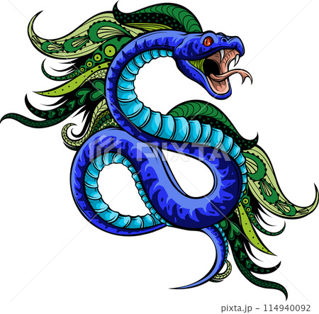 Colorful hand drawn vector illustration of snake Colorful hand drawn vector illustration of snake 114940092