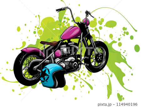 illustration of custom motorcycle chopper vector design 114940196