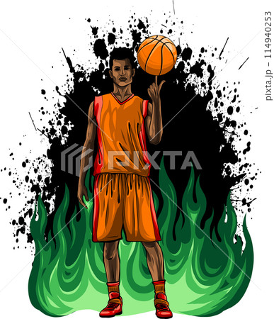 vector basketball player, ball on white background 114940253