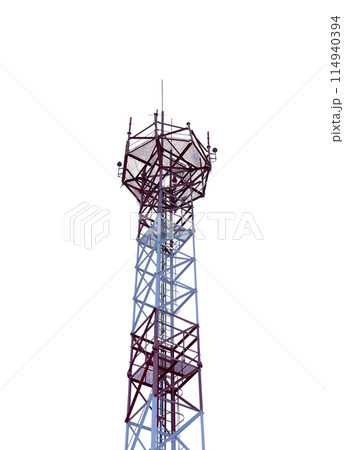 Cell phone tower isolated white background 114940394