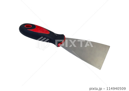 Metal red spatula isolated on a white background Metal red spatula isolated on a white background 114940509