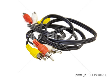 Connectors inputs and outputs audio and video for signal devices isolated on white background 114940654