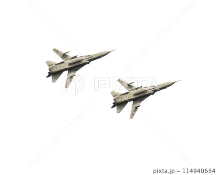 Soviet strategic bomber Sukhoi Su-24 isolated on white background 114940684
