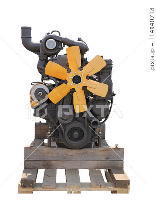 Aviation automotive piston engine with arrangement of cylinders Isolated on white background Aviation automotive piston engine with arrangement of cylinders Isolated on white background 114940718