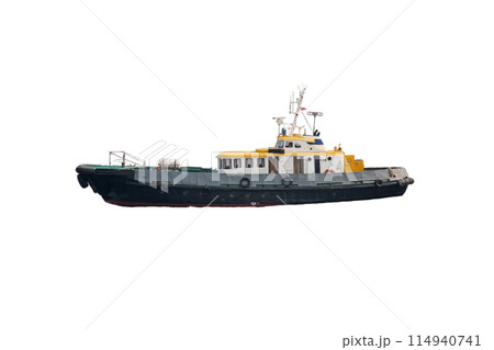 Fishing boat side view isolated on white background Fishing boat side view isolated on white background 114940741
