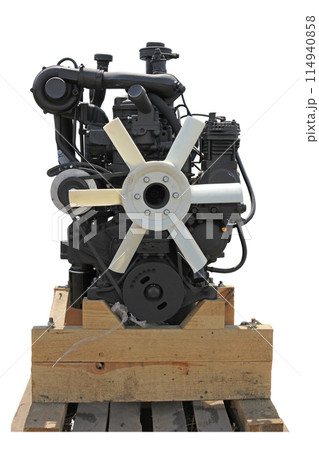 Aviation automotive piston engine with arrangement of cylinders Isolated on white background Aviation automotive piston engine with arrangement of cylinders Isolated on white background 114940858