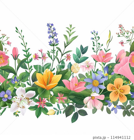 Flowers and leaves, brawn in watercolor . Floral background, wallpaper for design 114941112