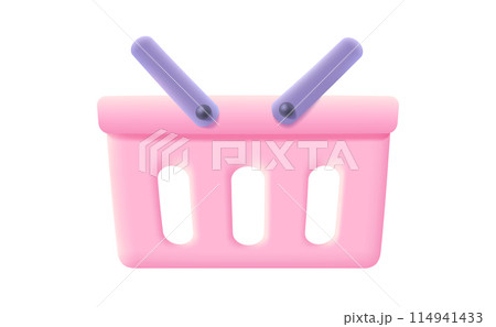 Vector pink shopping basket in realistic 3d style. Vector illustration of pink shopping basket on isolated background. Vector pink shopping basket in realistic 3d style. Vector illustration of pink shopping basket on isolated background. 114941433