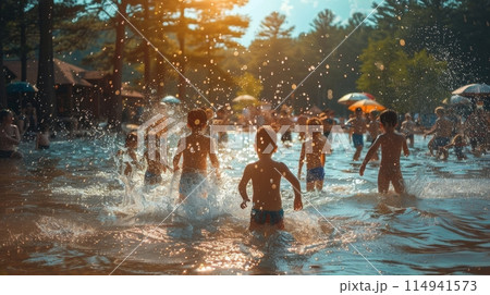 Children Playing in the Water 114941573