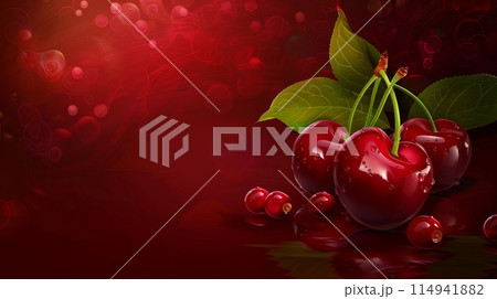 Close up dark cherry on the tree. Ai generative 114941882