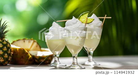 Pinacolada Juice Coconut Cream. Ai generative Pinacolada Juice Coconut Cream. Ai generative 114941932