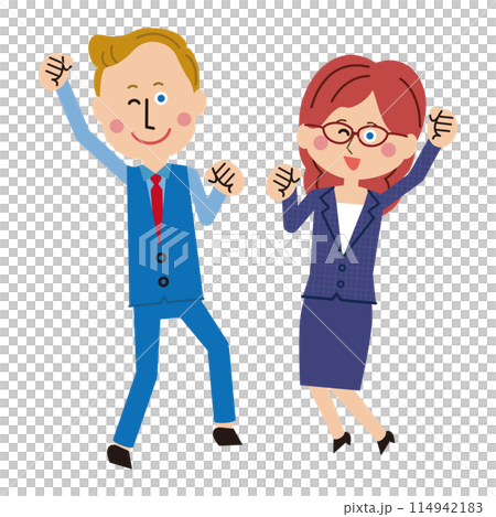 流行外籍講師作品全身男女微笑跳躍 114942183