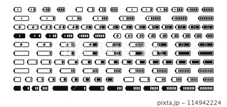 battery capacity charging icons set collection vector flat illustration 114942224