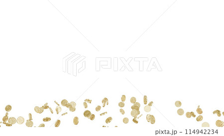 Jackpot or win concept. Coins explosion on isolated background. 114942234