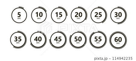 Clock symbols, stopwatch signs, Timer icons. 114942235