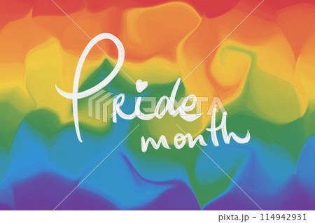 Pride month celebration, gay couple lesbian LGBTQ gender gradient shape heart love rainbow illustration paper texture 114942931