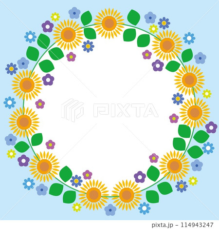 花模様 フレーム ホワイトスペース 夏 ひまわり 花模様 フレーム ホワイトスペース 夏 ひまわり 114943247