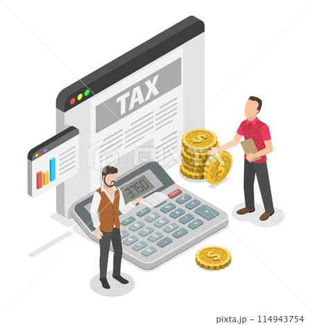 3D Isometric Flat Illustration of Business Analysis, Managing Financial Income. Item 2 114943754