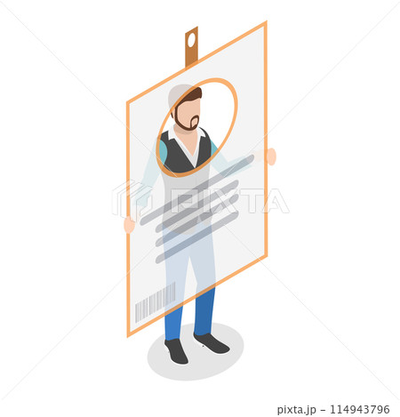 3D Isometric Flat Illustration of Identification Badge, identity Card with Personal Information. Item 2 114943796