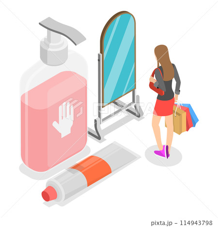 3D Isometric Flat Illustration of Beauty And Health, Skincare and Cosmetics. Item 2 114943798