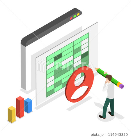 3D Isometric Flat Vector Illustration of Business Analisys and Planning, Company Strategy Management. Item 3 114943830