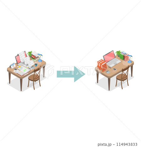 3D Isometric Flat Vector Illustration of Decluttering, Cleaning Unused Items. Item 3 114943833
