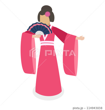 3D Isometric Flat Vector Set of Japan Collection, Ancient Culture Items. Item 8 114943838