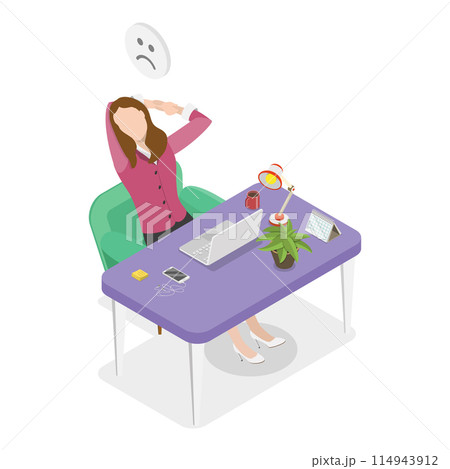 3D Isometric Flat Vector Illustration of Boring Meeting, Team Falling Asleep. Item 3 114943912