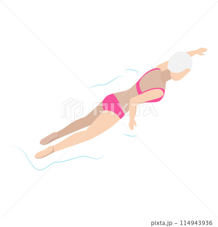 3D Isometric Flat Vector Set of Pool Swimmers, Water Activities. Item 4 114943936